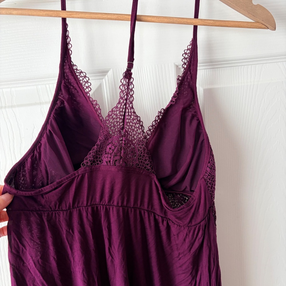 Victorias Secret Lace Trim Babydoll Chemise Nightgown Purple Large NEW - Picture 6 of 10